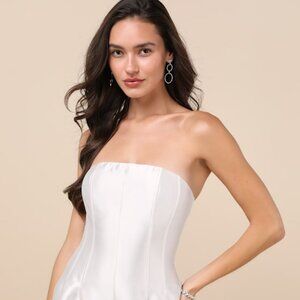 Lulus Dayvon White Strapless Romper - Size M